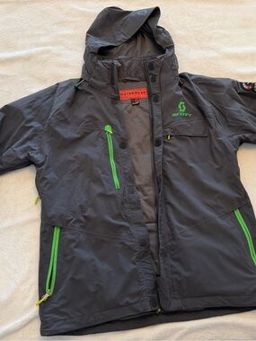 Scott Dark Gray Ski Jacket with Bright Green Accents